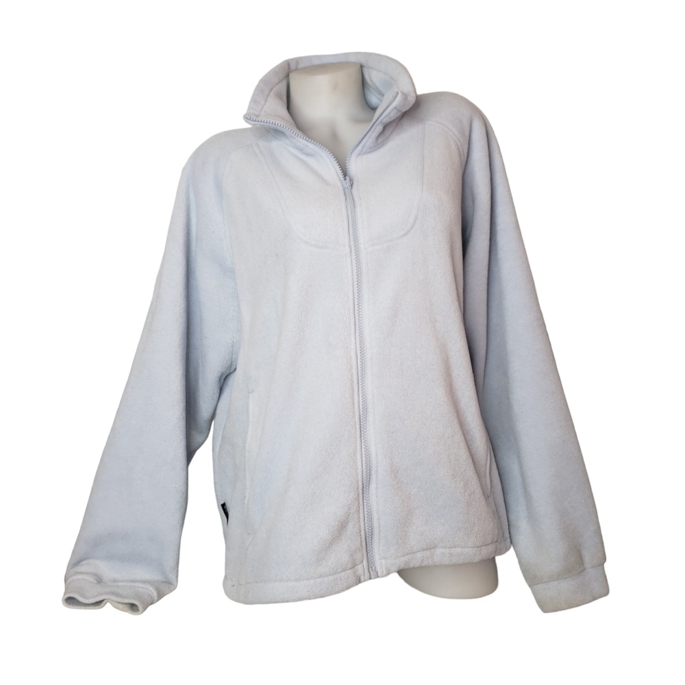 COLUMBIA Light Blue Zip Front Polar Fleece Sweatshirt Jacket Size XL